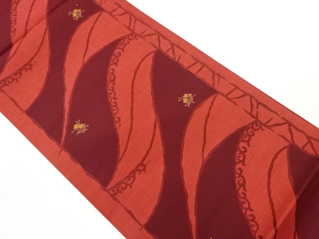 JAPANESE KIMONO / VINTAGE FUKURO OBI / WOVEN WAVY STRIPE & FLOWER